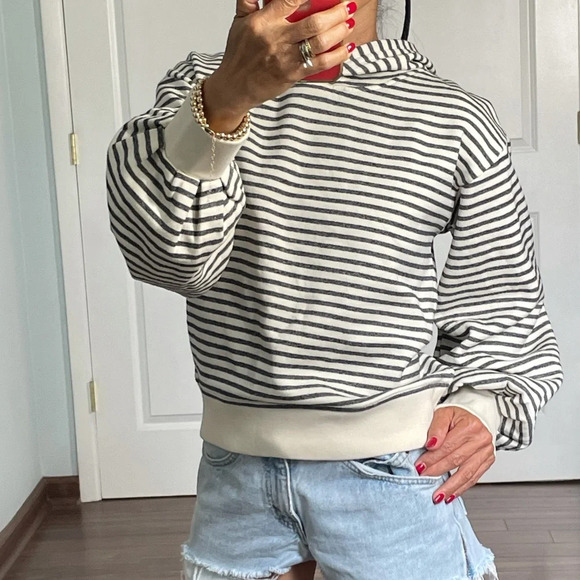 Lou & Grey Stripe Balloon Sleeves Hoodie size S - Picture 5 of 14